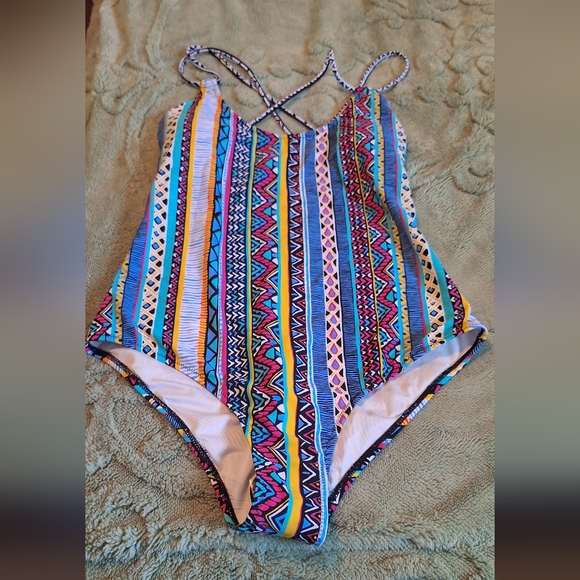 Volcom Multicolor Striped One Piece Swimsuit - Picture 1 of 7